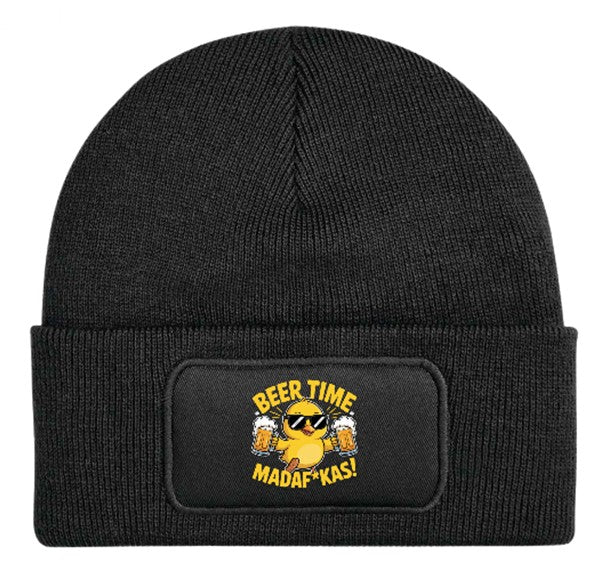 "Beer time Madaf*kas" Funny Duck Beanie Knitted Winter Hat Unisex