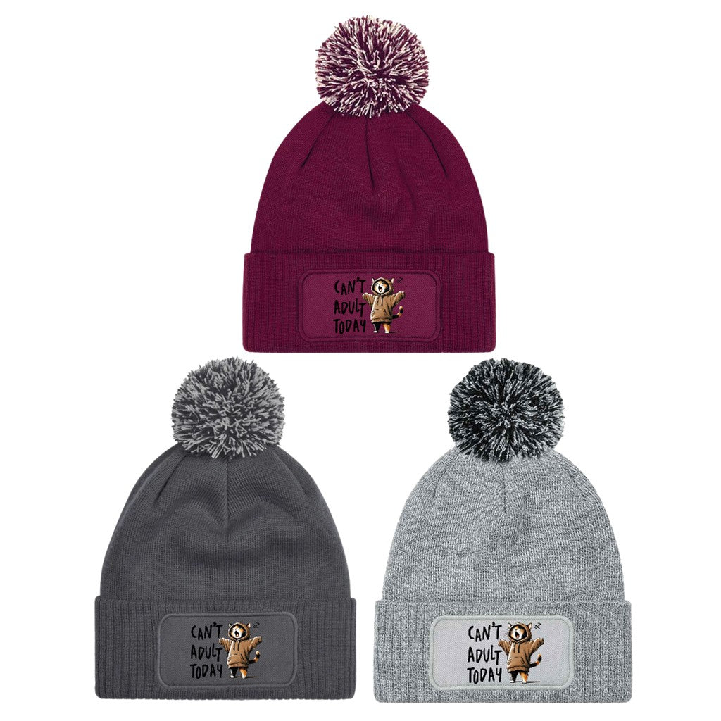 "Can't Adult Today" Funny Beanie Knitted Winter Bobble Hat Unisex