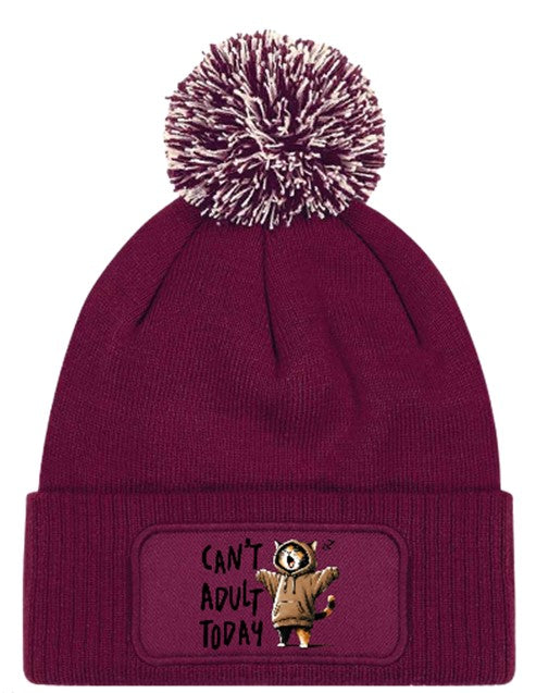 "Can't Adult Today" Funny Beanie Knitted Winter Bobble Hat Unisex