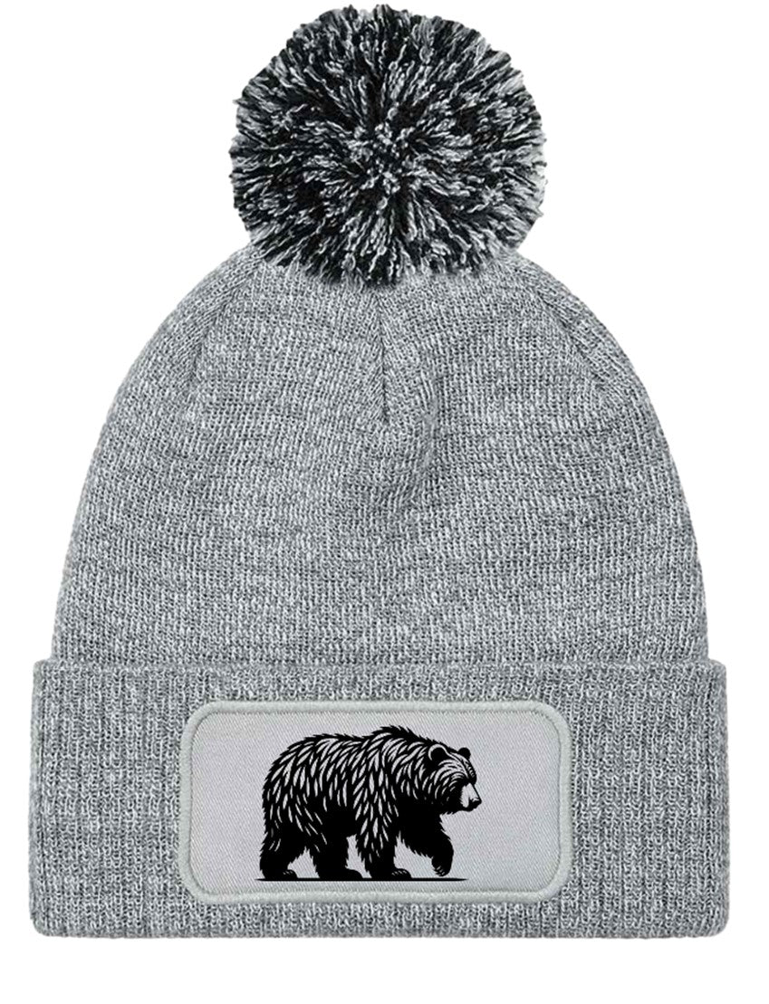 Bear Hiking Hunting Beanie Knitted Winter Bobble Hat Unisex