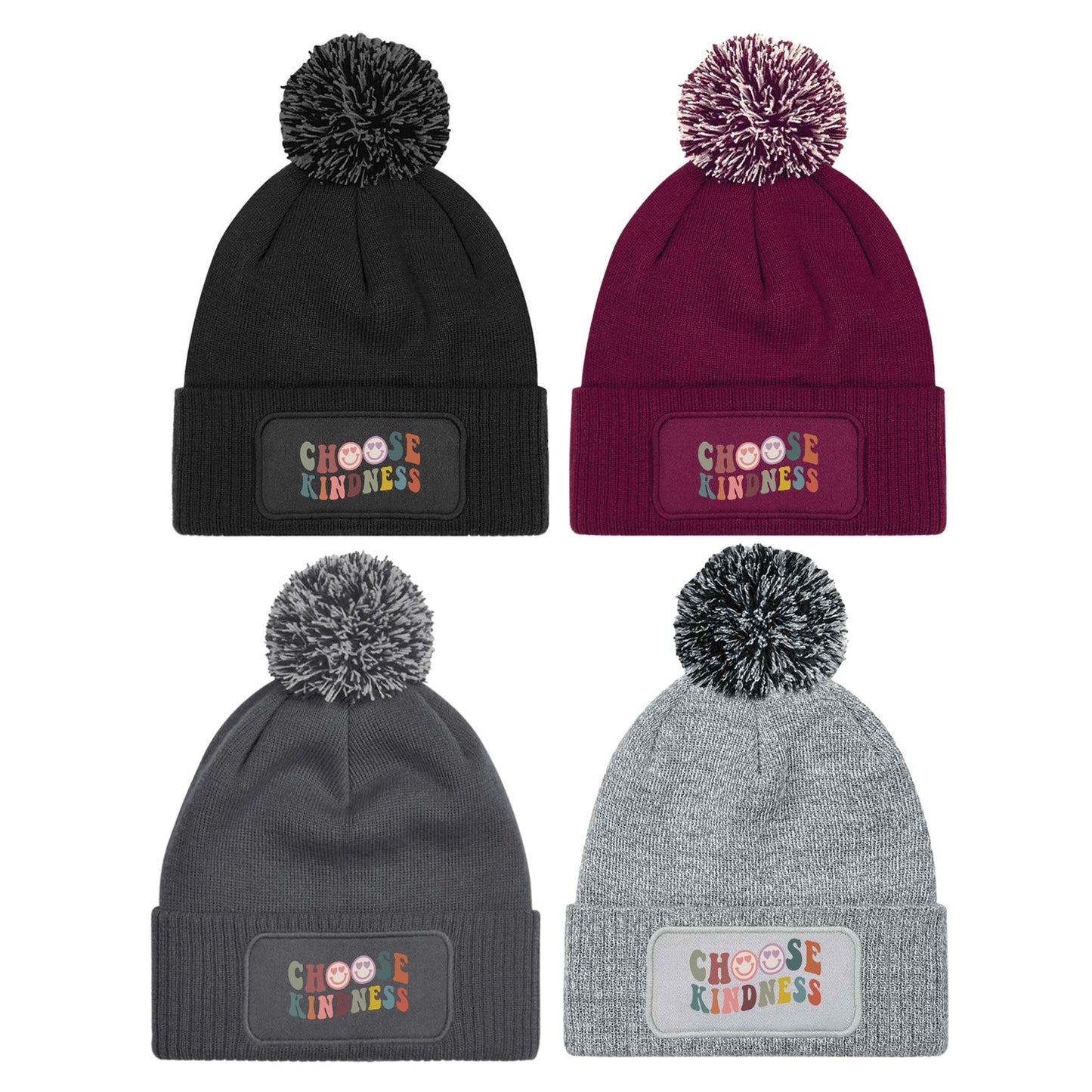 "Choose Kindness" Beanie Knitted Winter Bobble Hat Unisex