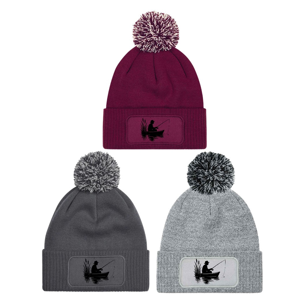 Fishing Hobby Beanie Knitted Winter Bobble Hat Unisex