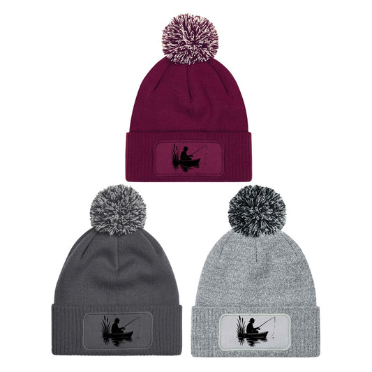 Fishing Hobby Beanie Knitted Winter Bobble Hat Unisex