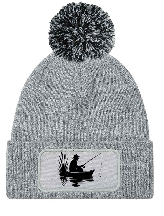 Fishing Hobby Beanie Knitted Winter Bobble Hat Unisex