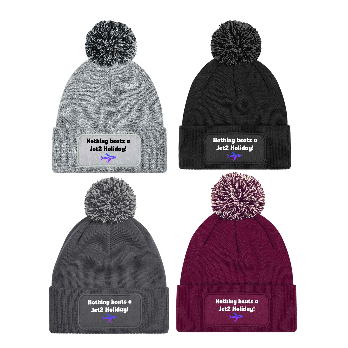 Nothing Beats a Jet2 Holiday Meme Beanie Knitted Winter Bobble Hat Unisex