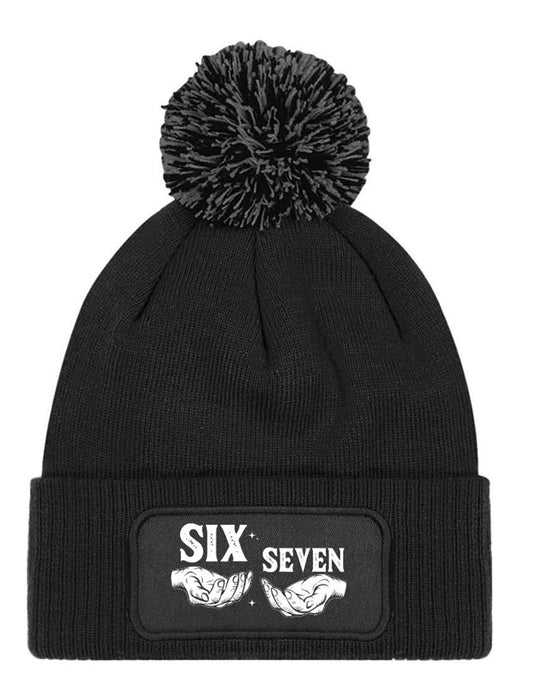 Six Seven 6 7 Meme Trend  Beanie Knitted Winter Bobble Hat Unisex Teens Adults