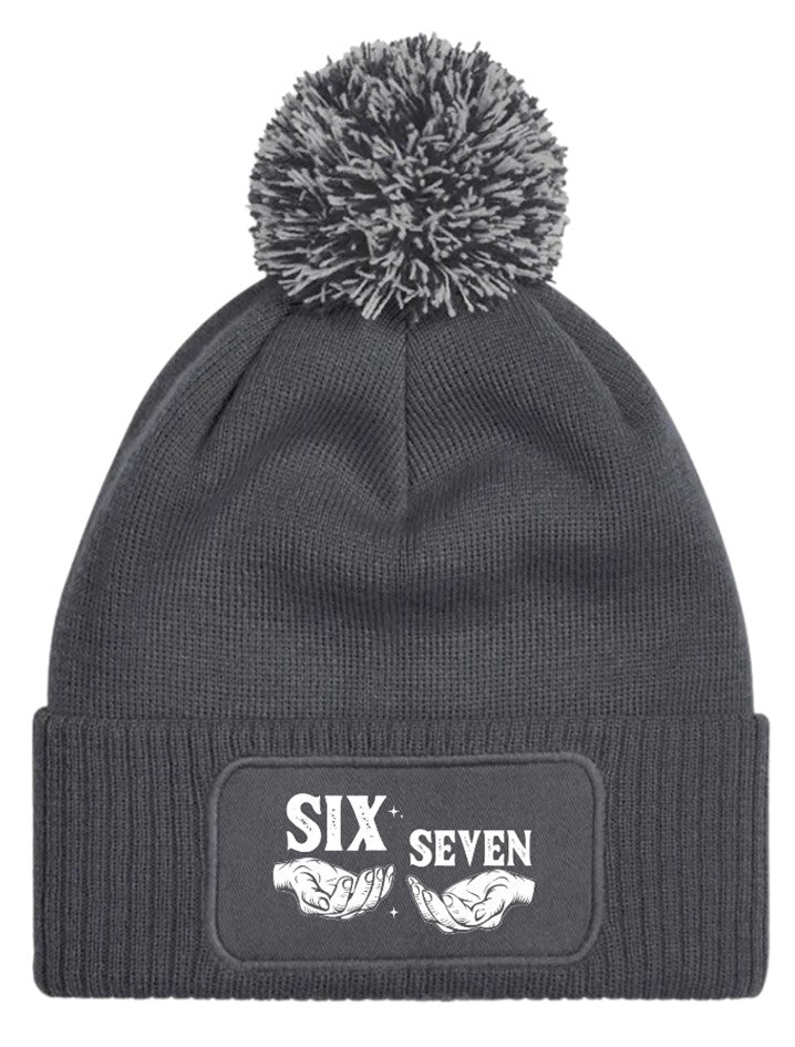 Six Seven 6 7 Meme Trend  Beanie Knitted Winter Bobble Hat Unisex Teens Adults
