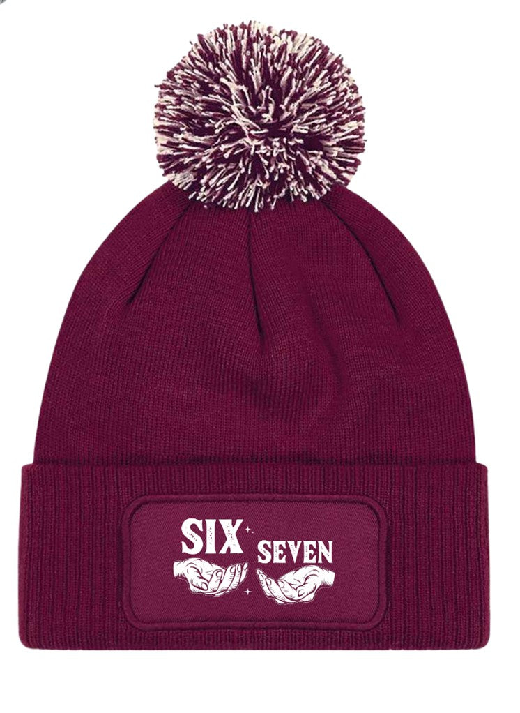 Six Seven 6 7 Meme Trend  Beanie Knitted Winter Bobble Hat Unisex Teens Adults