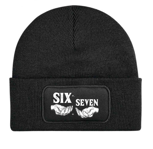 6 7 Six Seven Meme Trend Beanie Knitted Winter Hat Unisex Adults Teens Funny