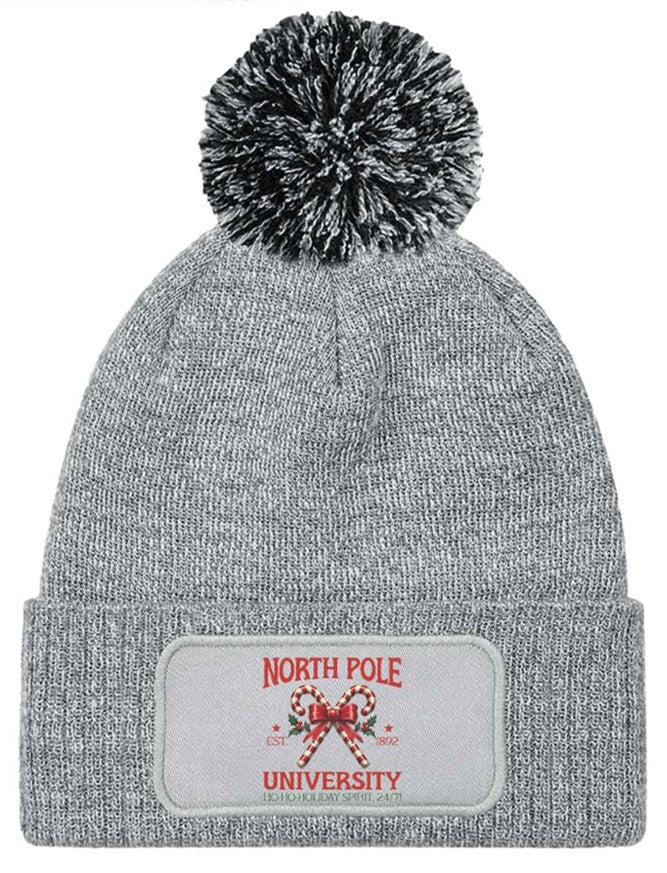 North Pole University Christmas Beanie Knitted Winter Bobble Hat Unisex