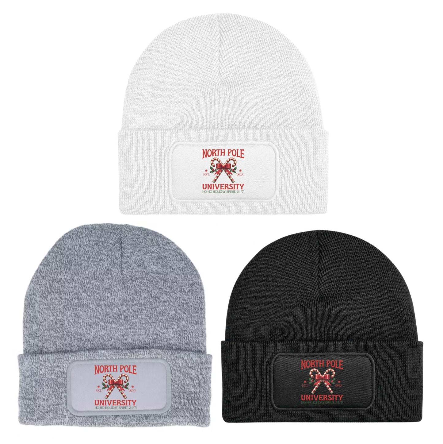 Beanie Knitted Winter Hat Unisex North Pole University Christmas