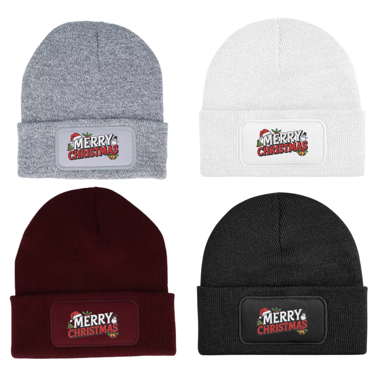 Merry Christmas Beanie Knitted Winter Hat Unisex Festive