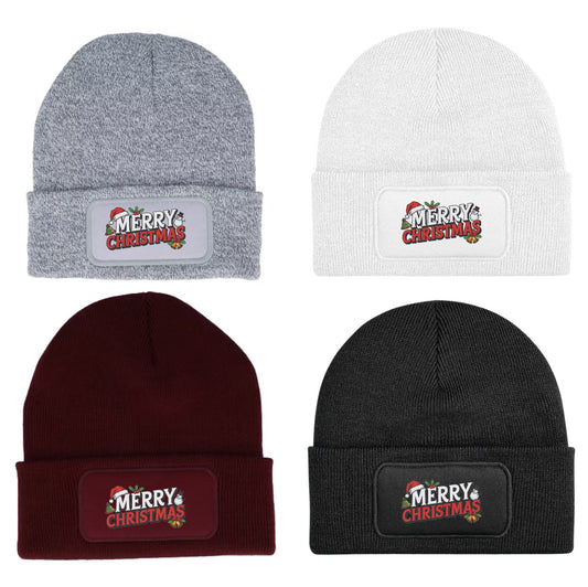 Merry Christmas Beanie Knitted Winter Hat Unisex Festive