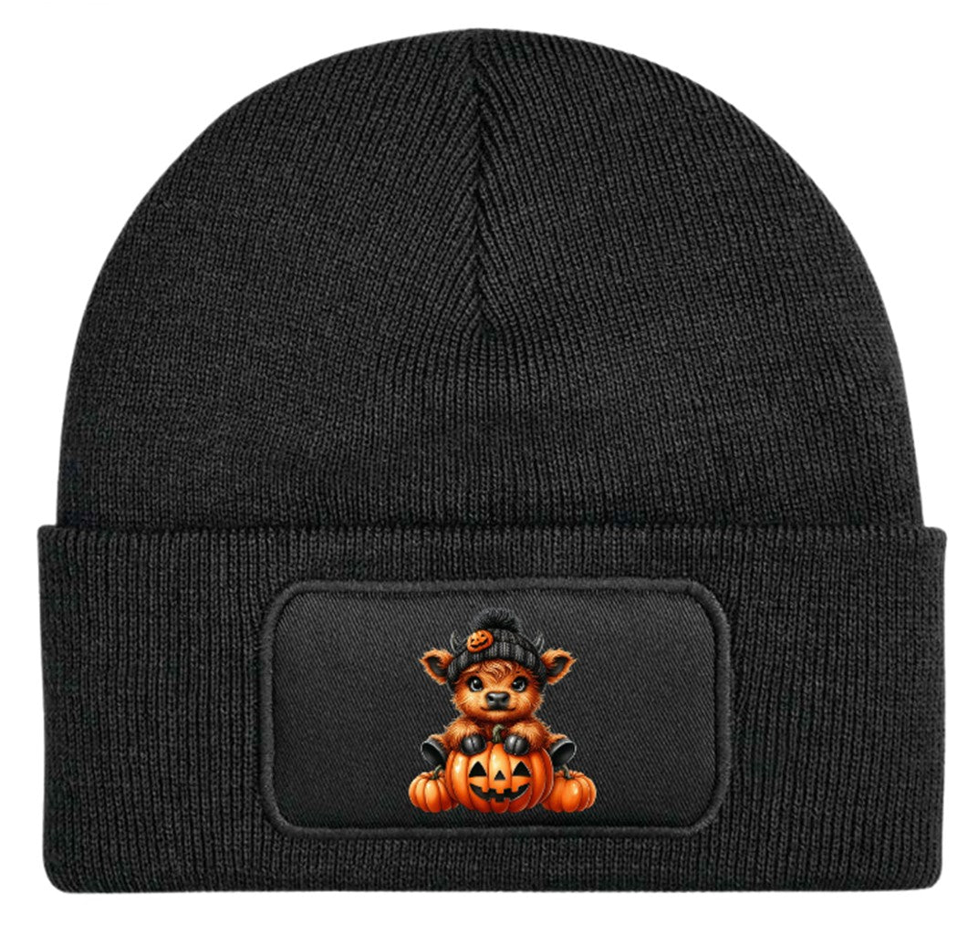 Highland Cow Pumpkin Halloween Unisex Beanie Knitted Winter Hat