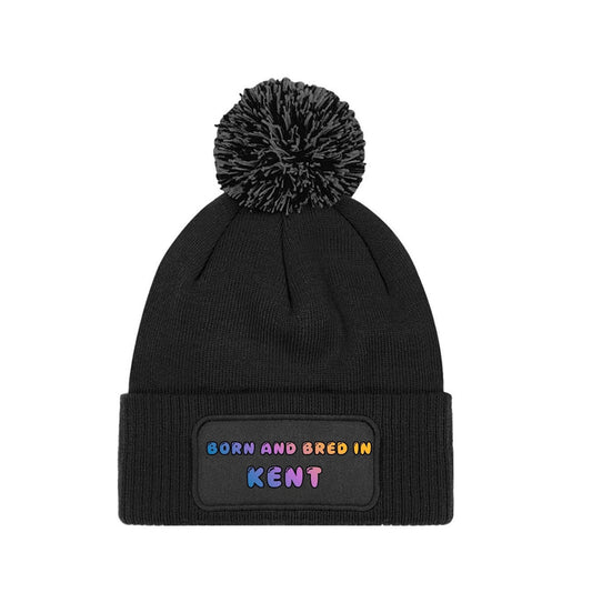 Born and Bred In Kent Novelty Beanie Knitted Winter Bobble Hat Unisex Gift