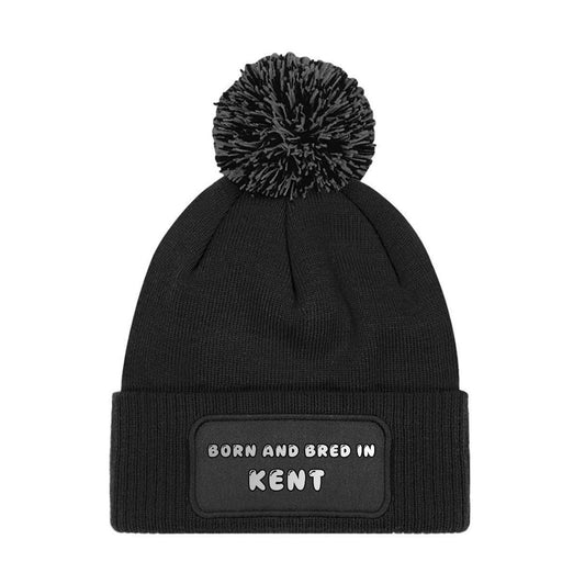 Born and Bred In Kent Novelty Beanie Knitted Winter Bobble Hat Unisex Gift