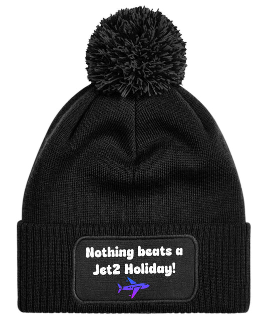 Children Nothing Beats a Jet2 Holiday Meme Beanie Knitted Winter Bobble Hat Kids