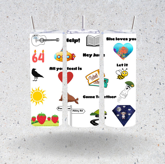 The Beatles inspired 20oz Insulated Tumbler Water Bottle