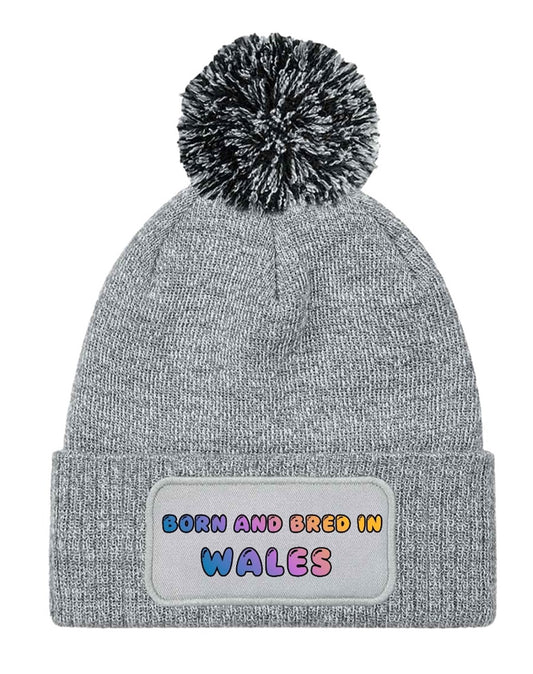 Born and Bred In Wales Novelty Beanie Knitted Winter Bobble Hat Unisex Gift