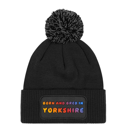 Born and Bred in Yorkshire Novelty Beanie Knitted Winter Bobble Hat Unisex